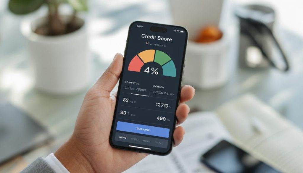 Student tracking credit score on mobile app