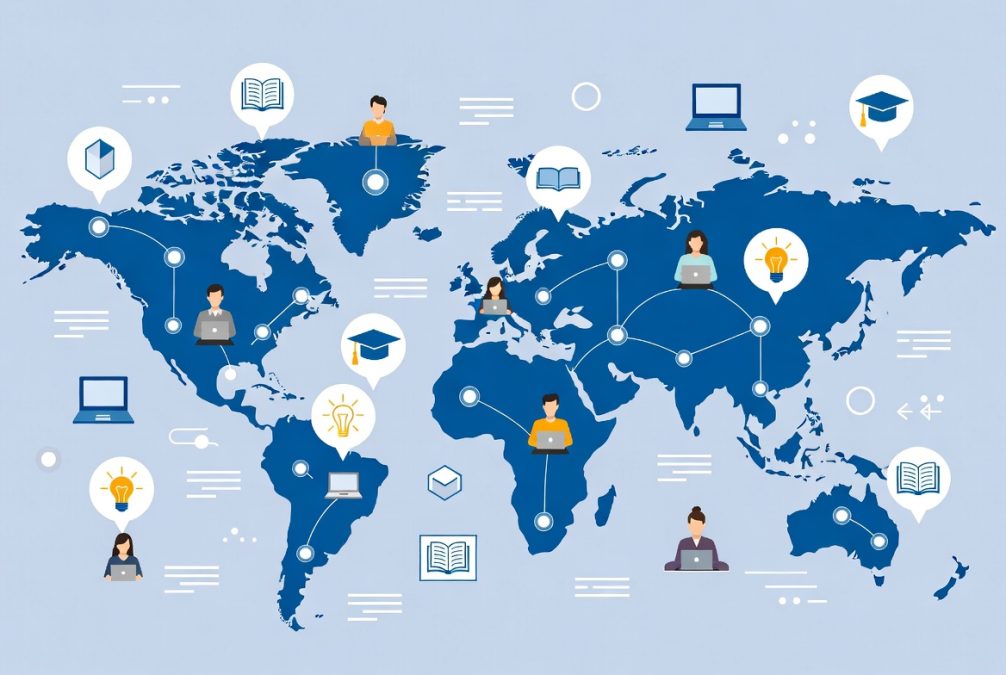 Global access to online education connecting students worldwide