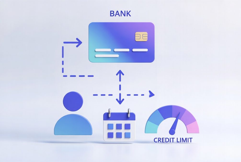 credit card usage showing borrowing limit and monthly billing cycle