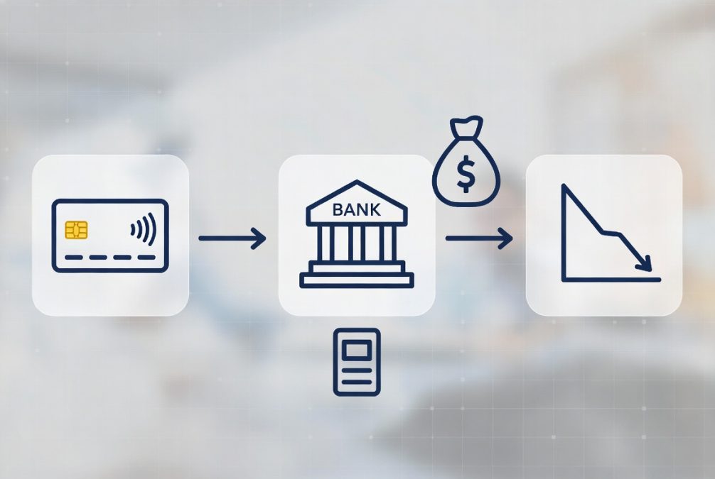 debit card payment process showing direct deduction from bank account