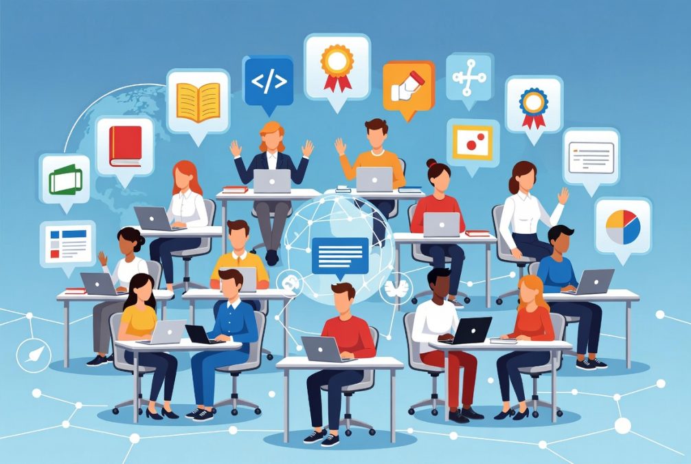 students using online learning platforms for digital education in 2026