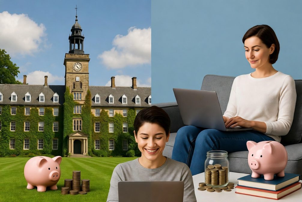 Cost comparison showing online learning as affordable alternative to traditional education