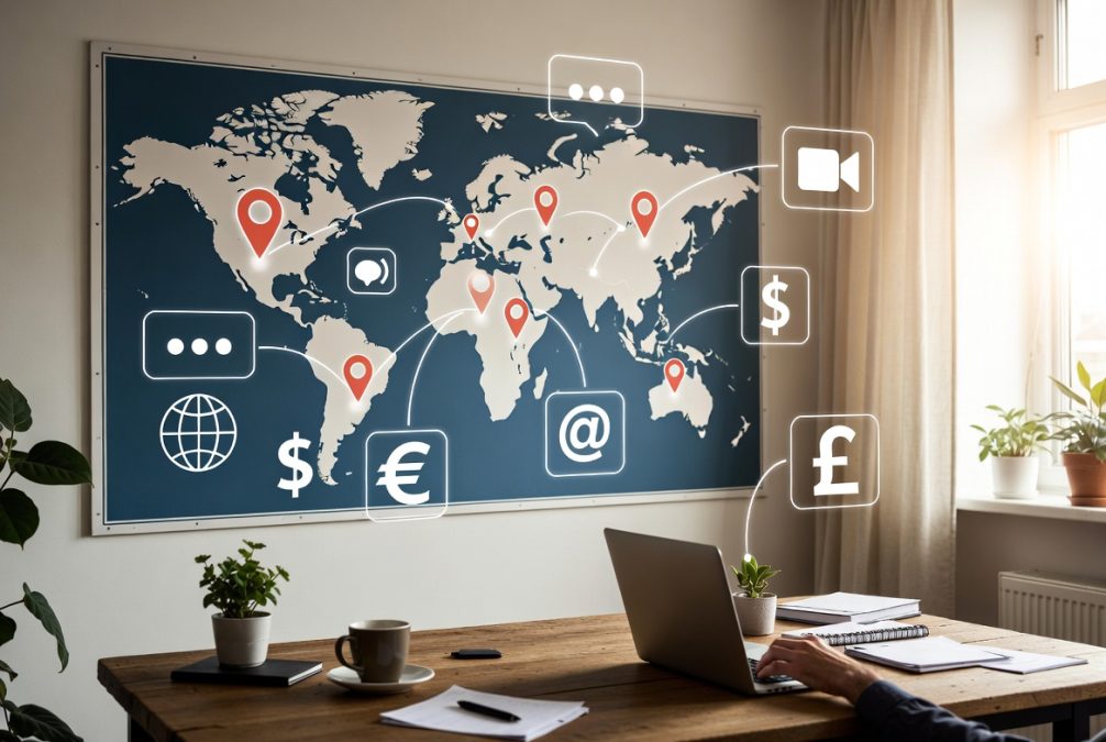 Freelancing concept with remote work and digital nomad lifestyle