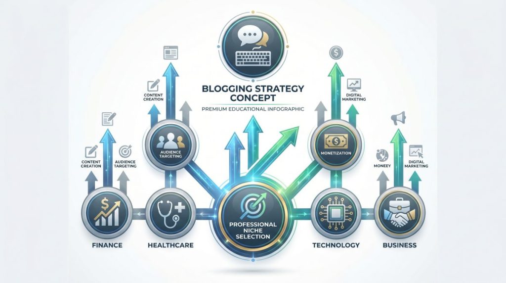 High CPC blogging niches including finance technology healthcare and business topics